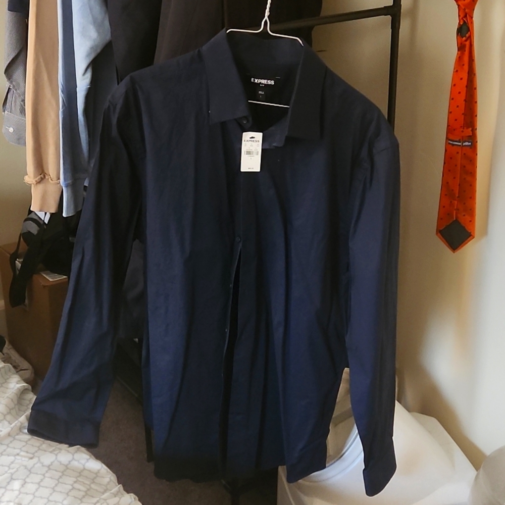 Dark blue button down large